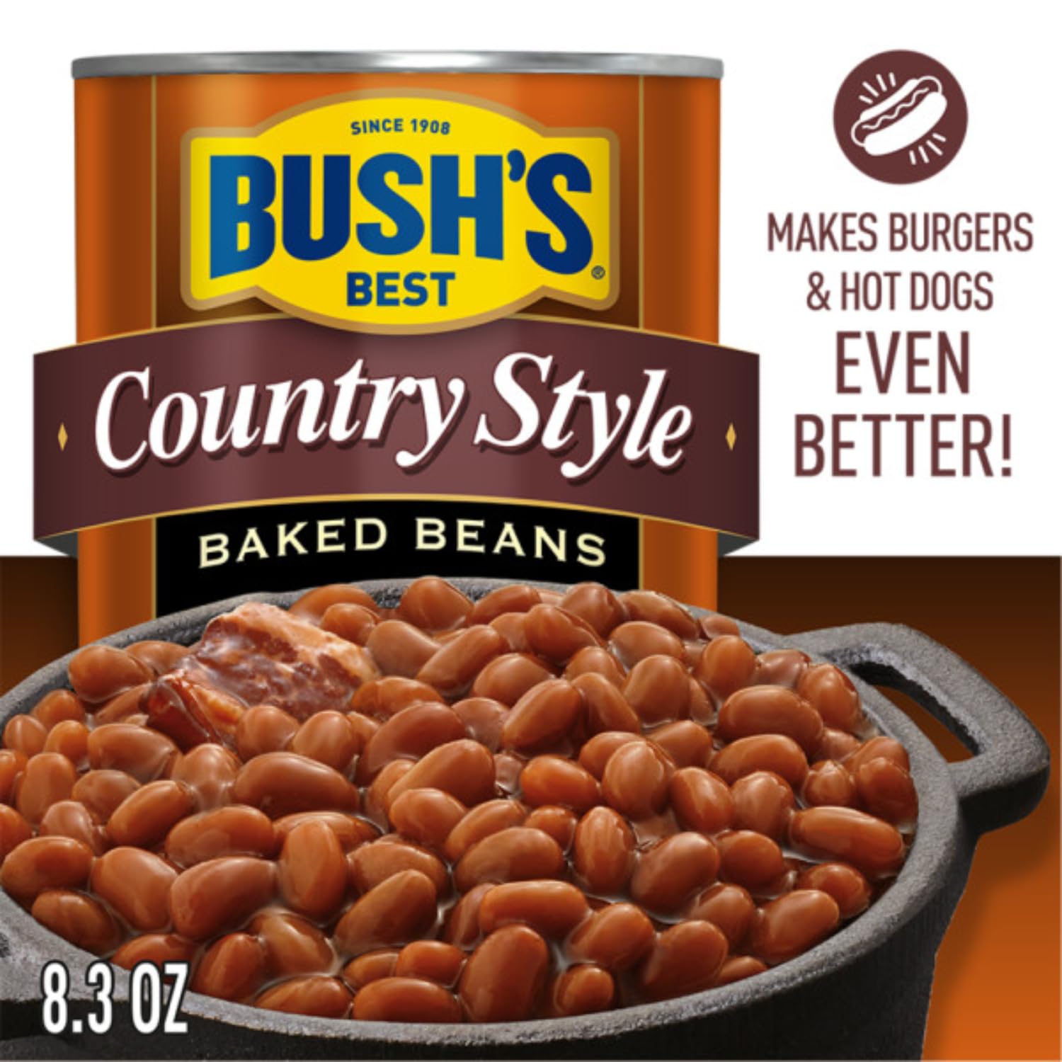 Bush’s Best Baked Beans for BBQ, Pantry Staple, Ready-to-Serve – Country Style, Original & Homestyle, 8.3 oz Each (Variety Pack)