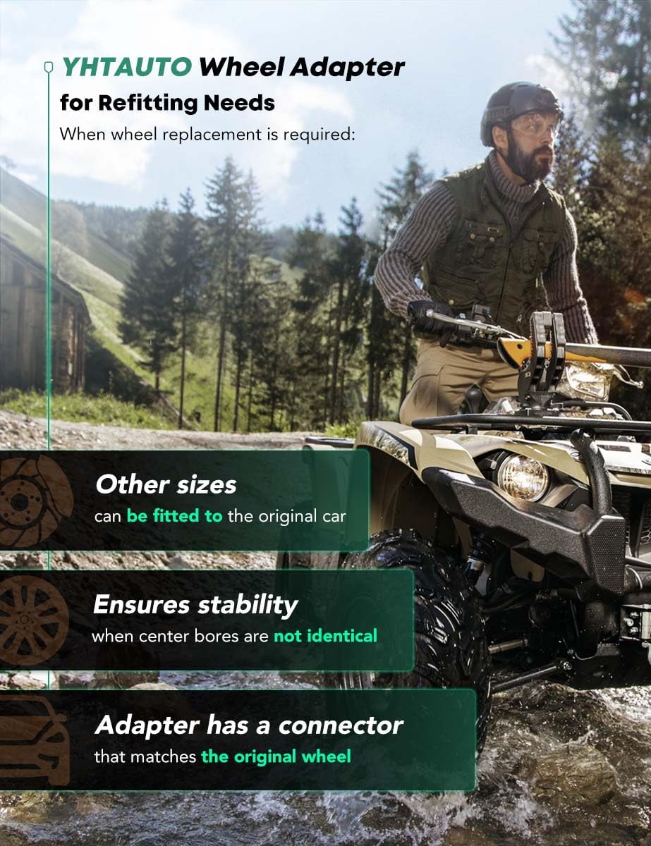 YHTAUTO 4x110mm Wheel Spacers 1 Inch Compatible with Honda Kawasaki Yamaha, Tire Spacers w/ M10x1.25 & 12.9 Grade Studs, 76mm Center Bore 4 Lug 4PCS Black