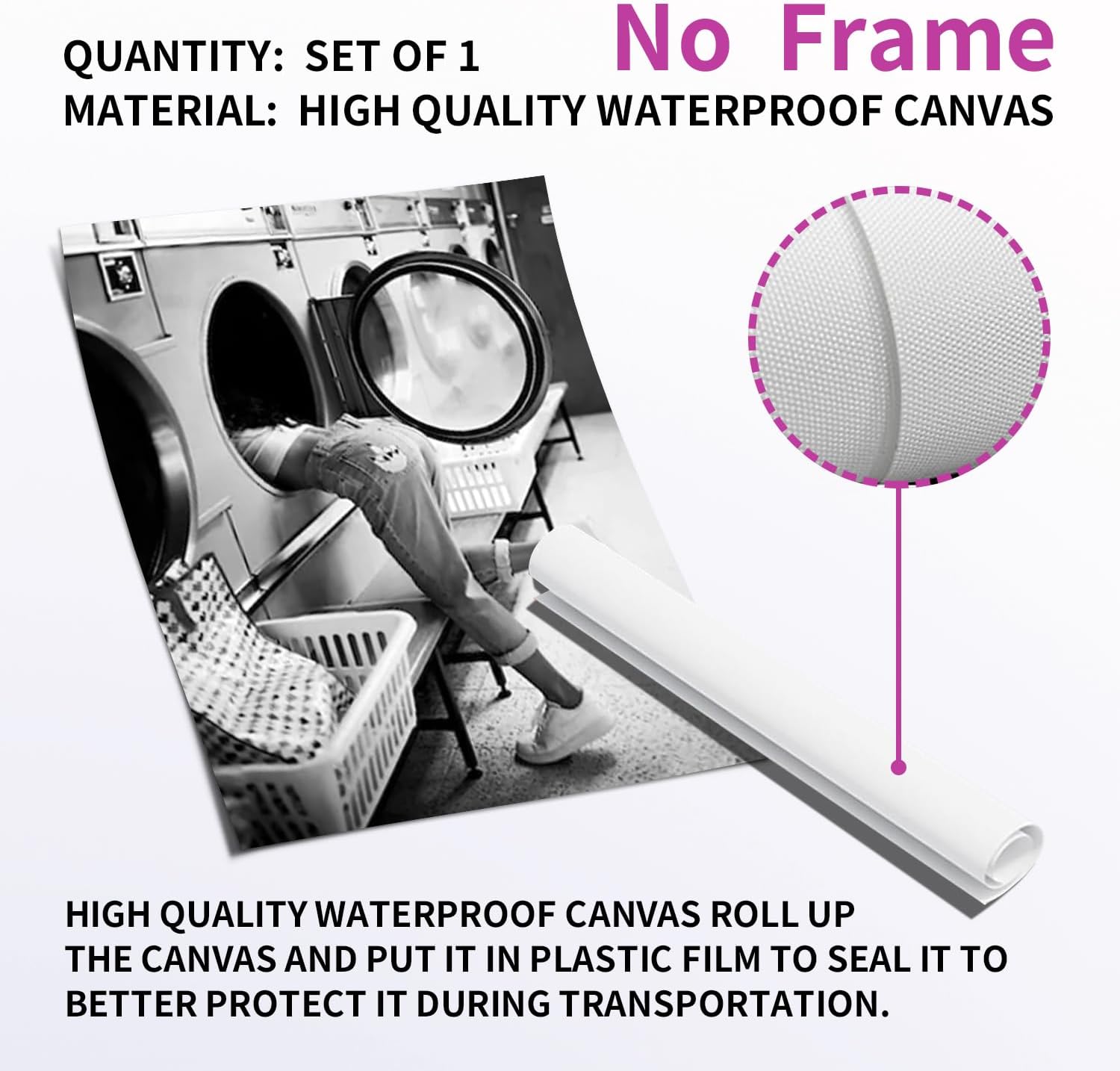 Fashion Laundry Room Wall Art-Woman In Washing Machine Print,Black And White Laundromat Photo,Vintage Photography Art,Funny Laundry Print Apartment Bathroom Decor,Gift For Women 20x30inch unframed