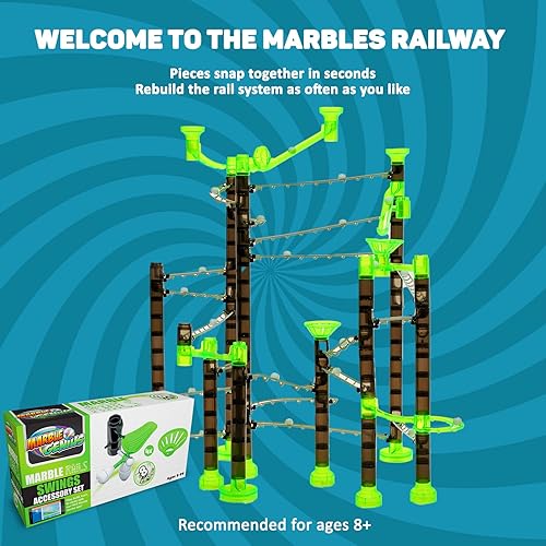 Miniatura 10 de Marble Genius Juego de física de rieles de mármol 5 piezas Marble Run (incluye 3 divisores en Y y 2 bucles), complemento para juegos de construcción