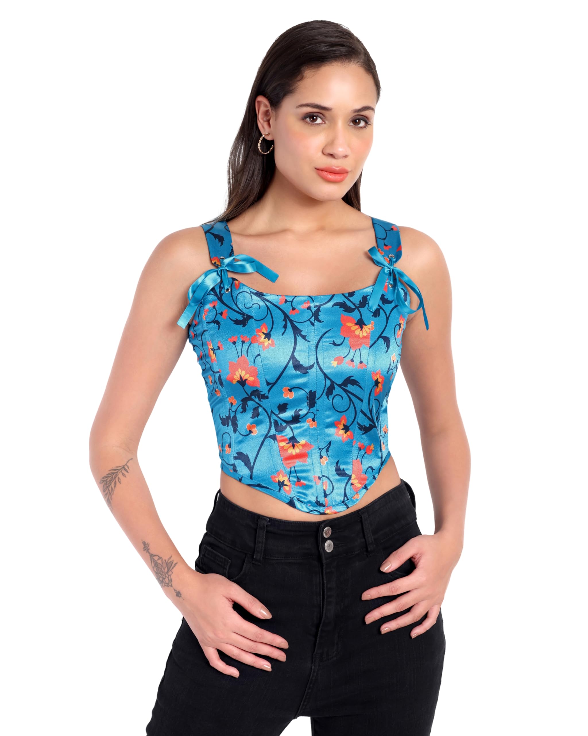 Silk Indian Print Corset Top