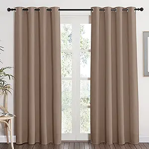 NICETOWN Grommet Top Blackout Curtain Panel - (Cappuccino Color) Thermal Insulated Room Darkening Drape for Villa/Apartment/Rental Room, 52 inches Wide by 84 inches Long, 1 Piece