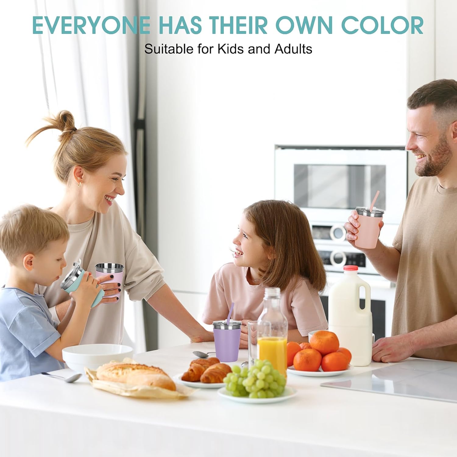 Kids Cups Spill Proof, 4 Pack 12oz Stainless Steel Toddler Cups with Straws and Lids, Sippy Cup with Silicone Sleeves, Kids Cups for School Home - Image 7