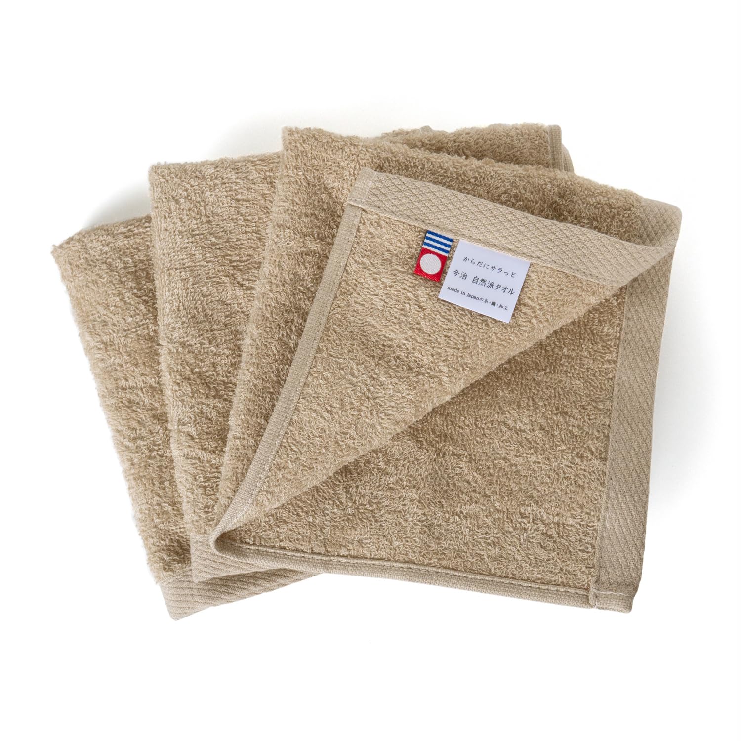 OruTA Imabari Hand Towel, 3-Piece Set, Natural Towel, Face Wash, Made in Japan, Thin, Absorbent, Quick Drying, Room Drying, 100% Cotton (11.8 x 12.2 inches (30 x 31 cm), Set of 3, Beige) : Home & Kitc