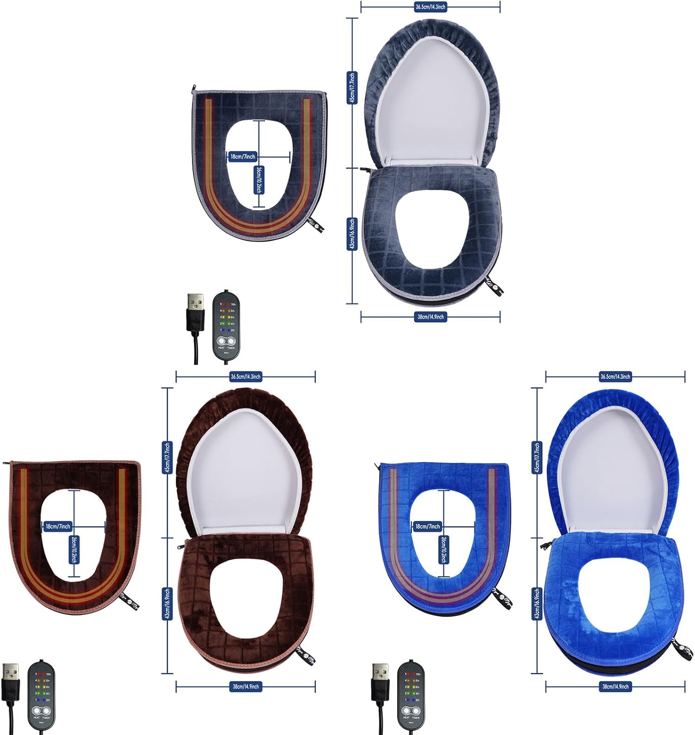 USB Electric Toilet Seat Cover With 5 Adjustable Temperature Levels Fast Heating Pad For Winter Bathroom Heated Cover