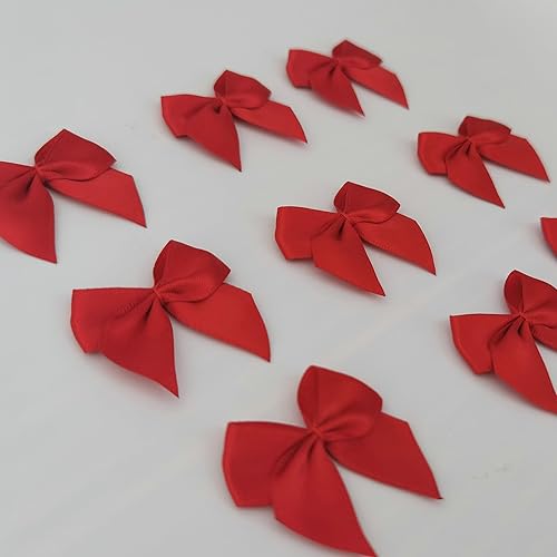Miniatura 7 de 50 piezas mini lazos de cinta de satén de 1.6 pulgadas para manualidades, pequeños lazos rojos para decoración de Navidad Embalishement (1.6"-Rojo)