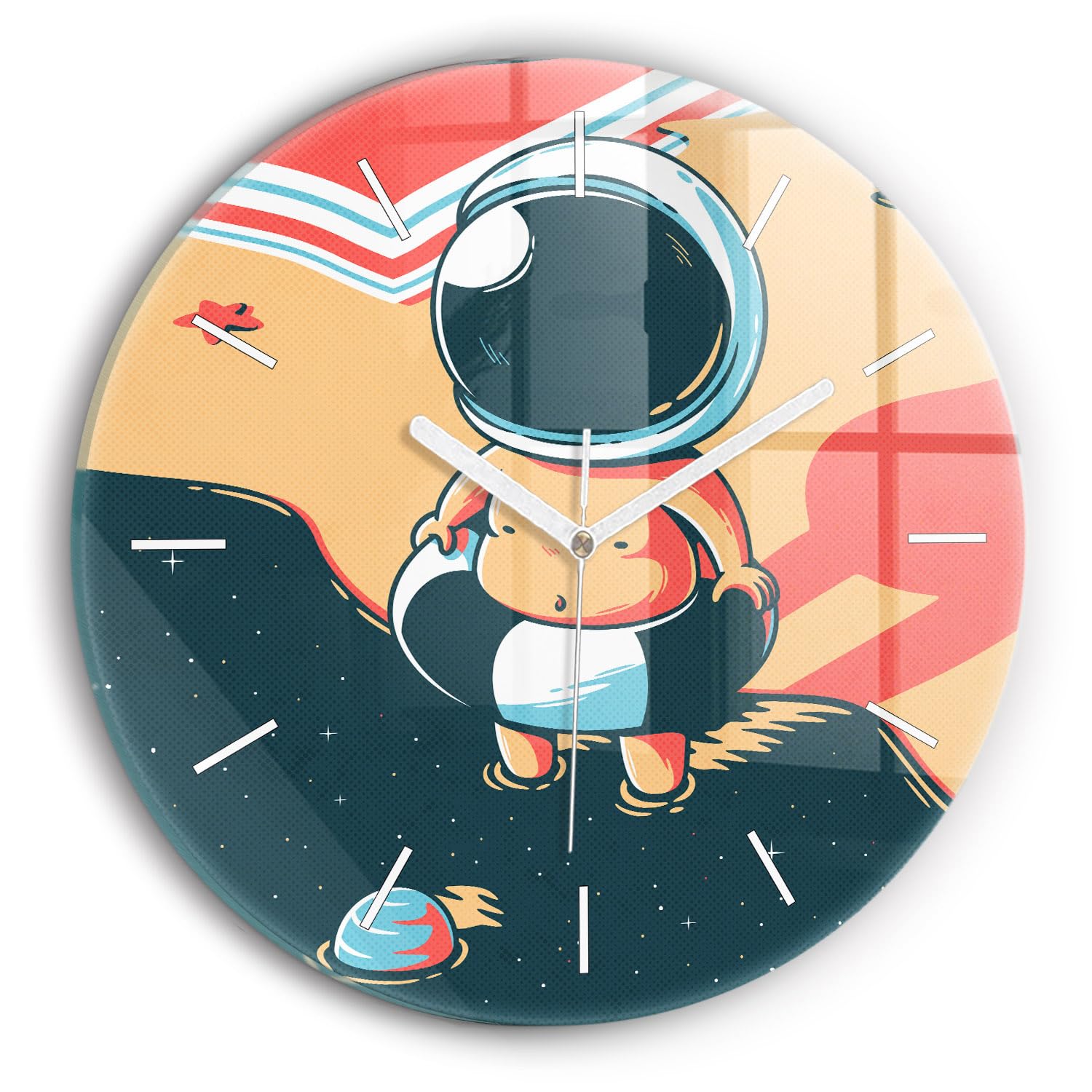 Horloge en verre Wallfluent 30 cm élimine le tic-tac pour le sommeil de votre enfant astronaute