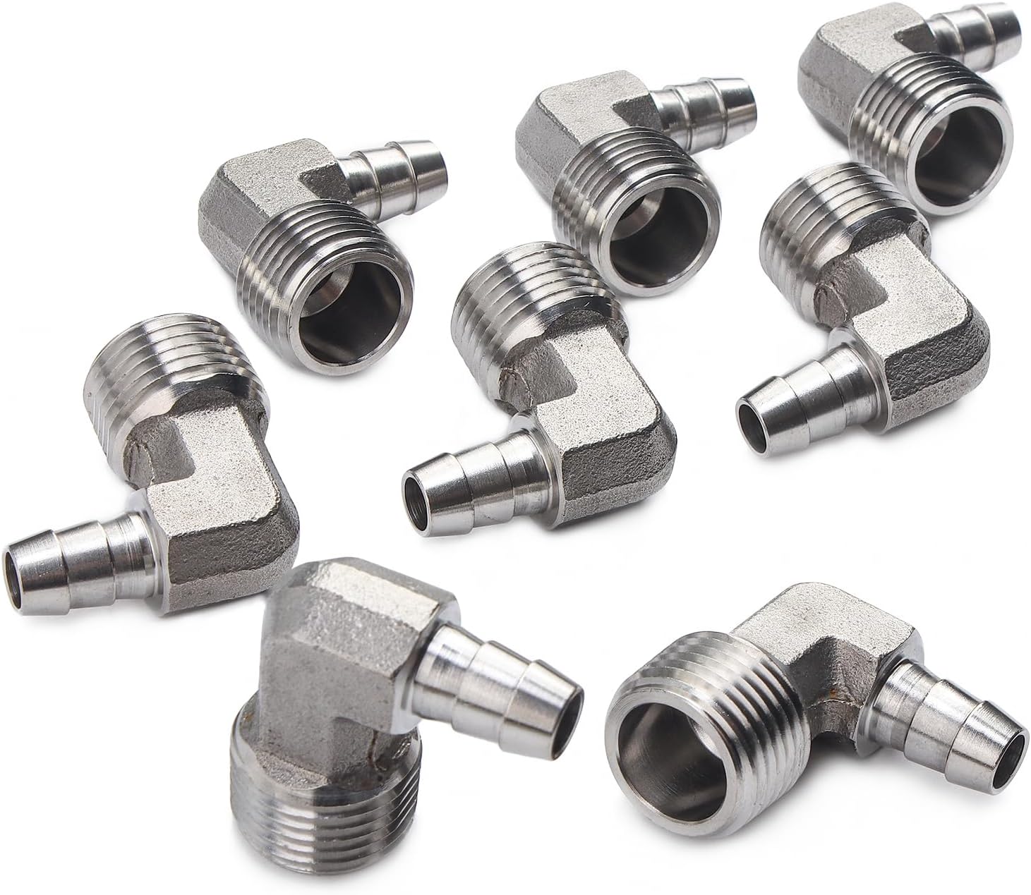 LTWFITTING 90 Degree Elbow Stainless Steel 316 Barb Fitting 3/8" Hose Barb x 1/2" Male NPT Air Gas (Pack of 25)