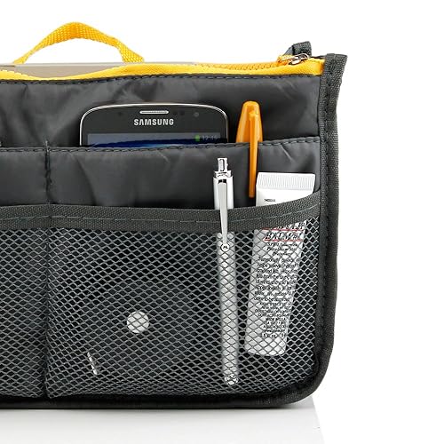 Miniatura 6 de GEARONIC TM - Bolsa organizadora para bolsas de mujer bolsa que se mete dentro de bolsa de mujer para organizar mejor cosméticos etc S Negro