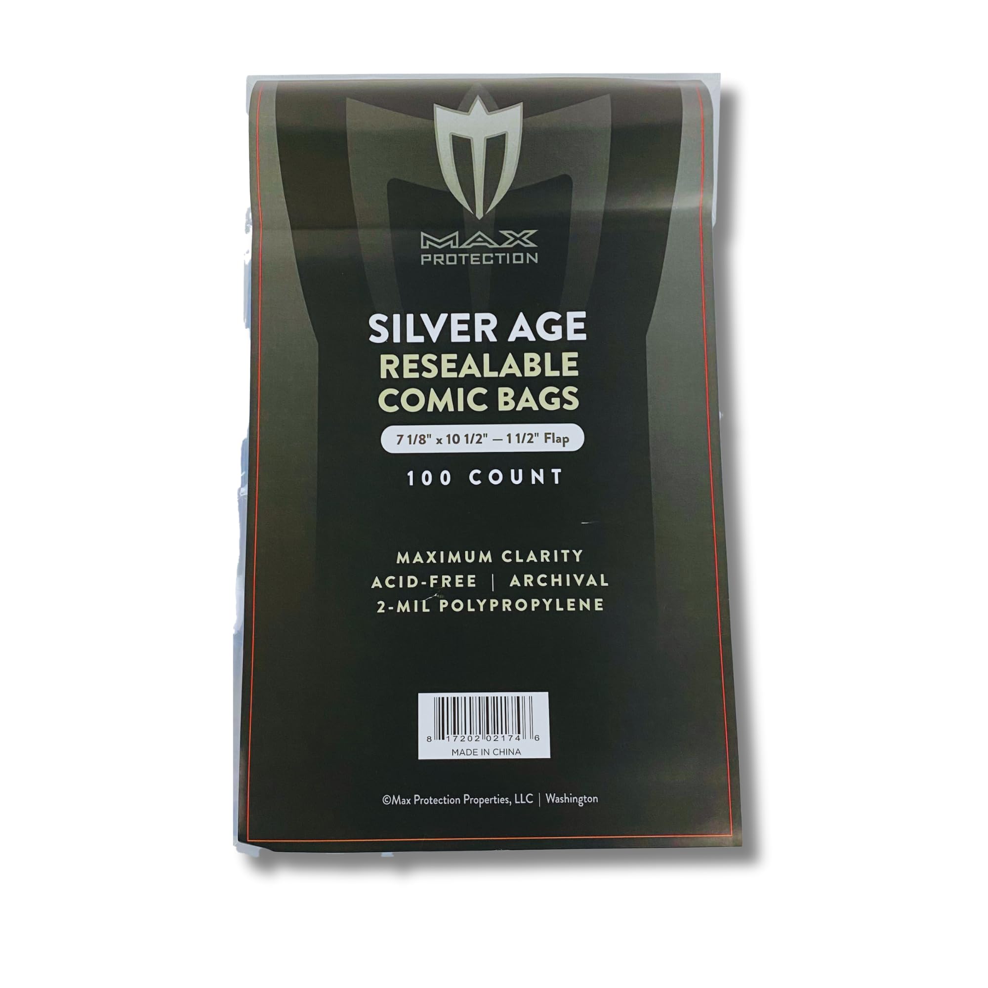 Max Protection Silver Comic Bags - RESEALABLE - 7-1/8x10-1/2-100ct Pack (1000 Bags)