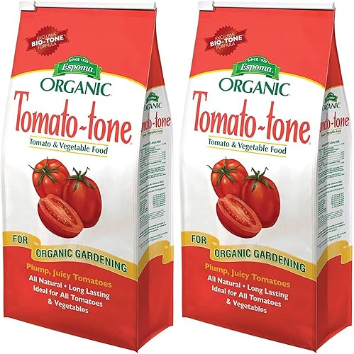 Espoma Tomato-Tone Fertilizante orgánico  Paquete de 2, bolsa de 4 libras cada una, perfecto para tomates, evita la pudrición del extremo de la