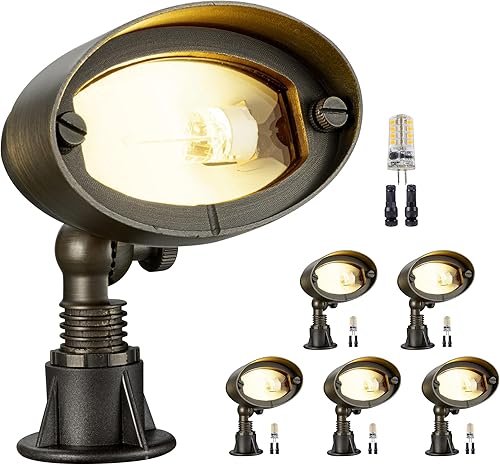 Miniatura 13 de Gardenreet Luz de inundación de latón macizo – Luz LED de lavado de pared de bajo voltaje para paisaje, 12 V, resistente al agua cableada al aire