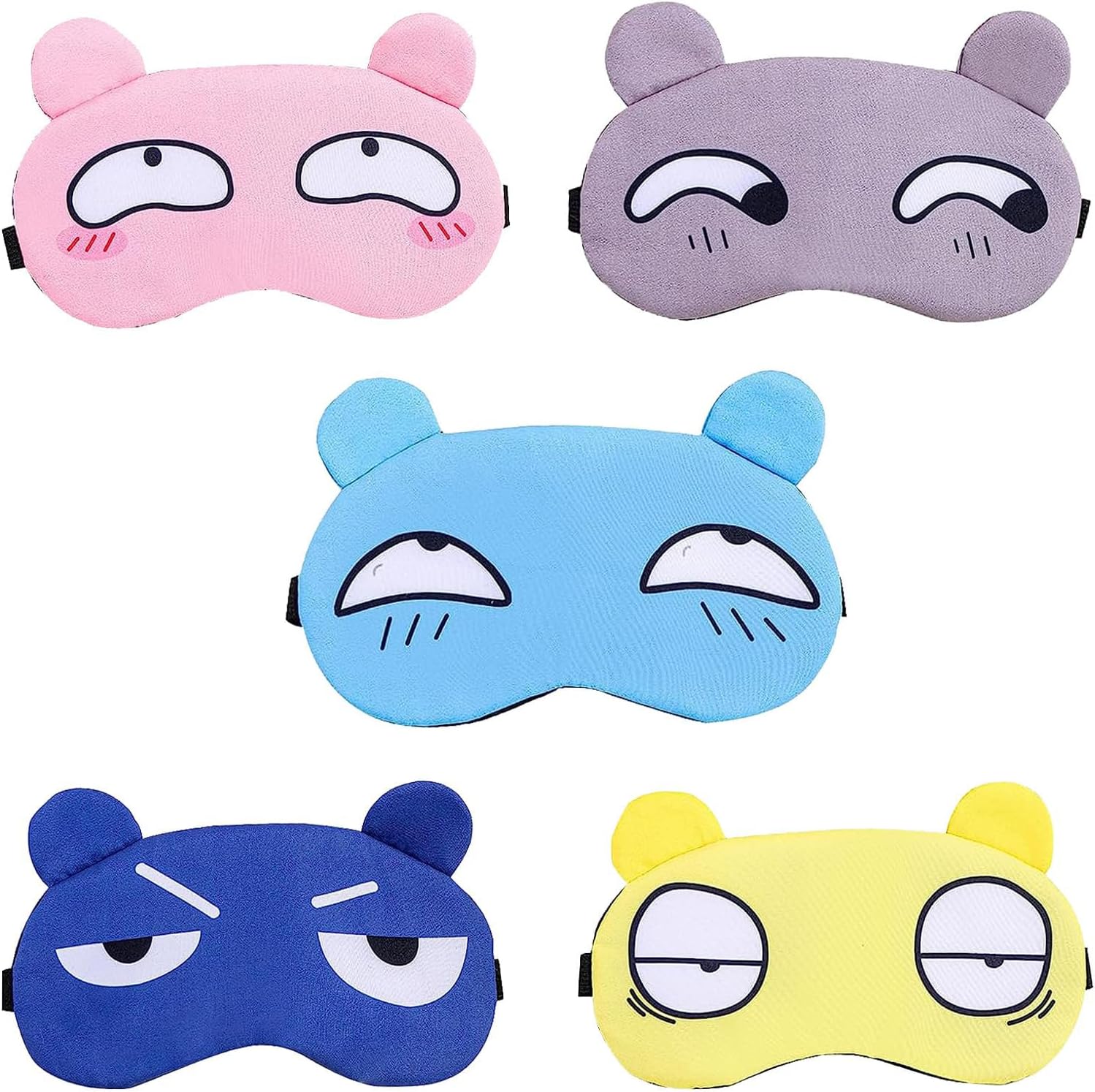 5 Pcs Kids Sleep Mask, Kids Eye Masks for Sleeping, Blackout Eye Masks for Sleeping with Adjustable Strap, Eye Cover Blindfold for Night Travel Nap Train Flight (5 Colors)