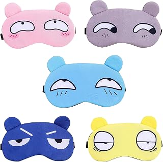 5 Pcs Kids Sleep Mask, Kids Eye Masks for Sleeping, Blackout Eye Masks for Sleeping with Adjustable Strap, Eye Cover Blindfold for Night Travel Nap Train Flight (5 Colors)