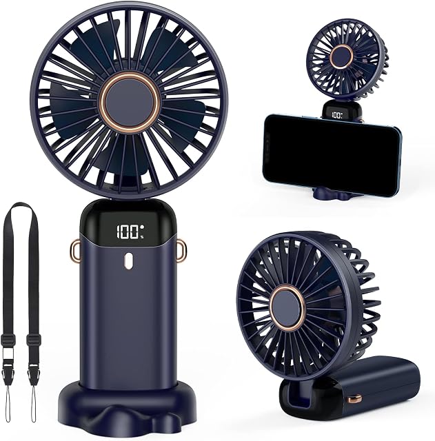HAPAW Handheld Fan, Portable USB Hand Fan Desk Fan, Personal Mini Hand held Fan with Rechargeable Battery for Home Office Bedroom Outdoor Travel