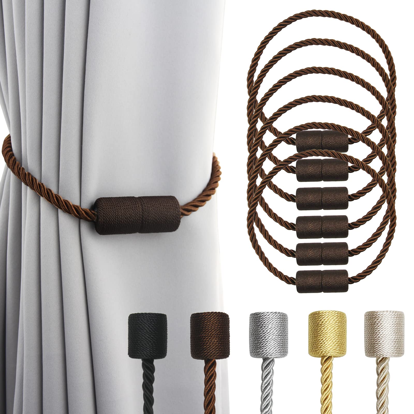 Confezione da 6 fermatenda magnetici per tende da esterni, eleganti, decorativi, moderni fermatenda per tende da finestra, tendaggi per tende