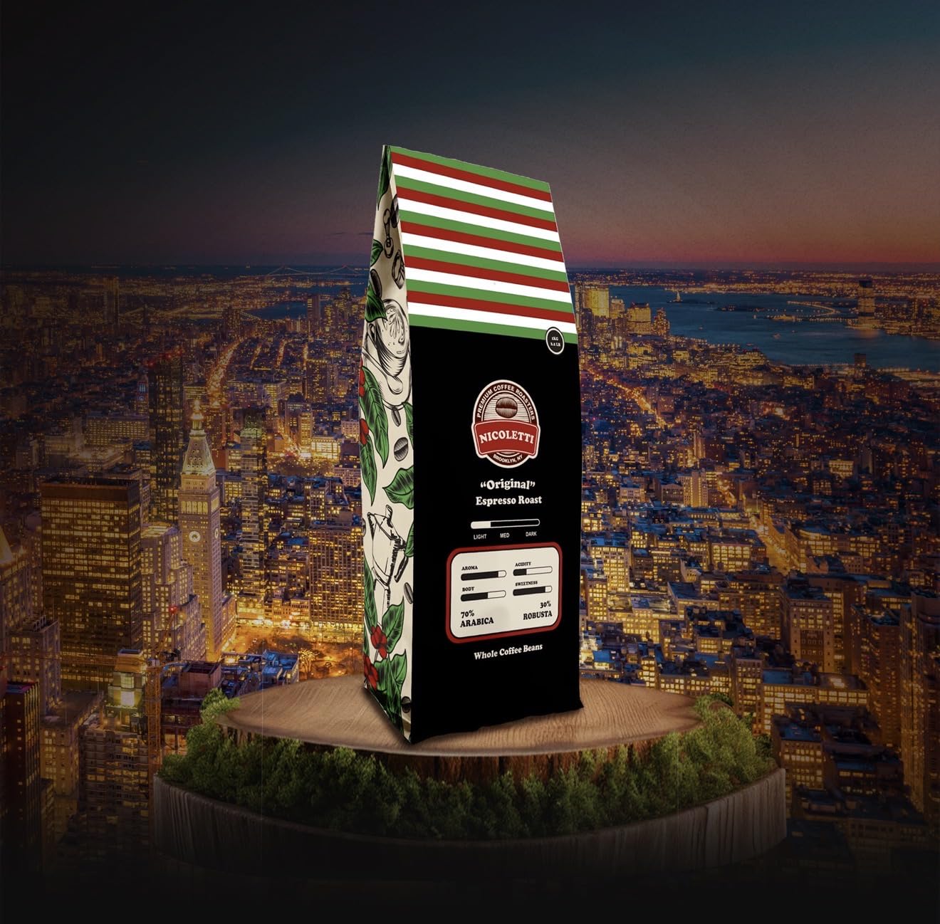 Nicoletti Coffee Original Espresso Roast Beans 2 20lb Pack of 3 Made in Brooklyn NY since 1972 Fresh — view 6