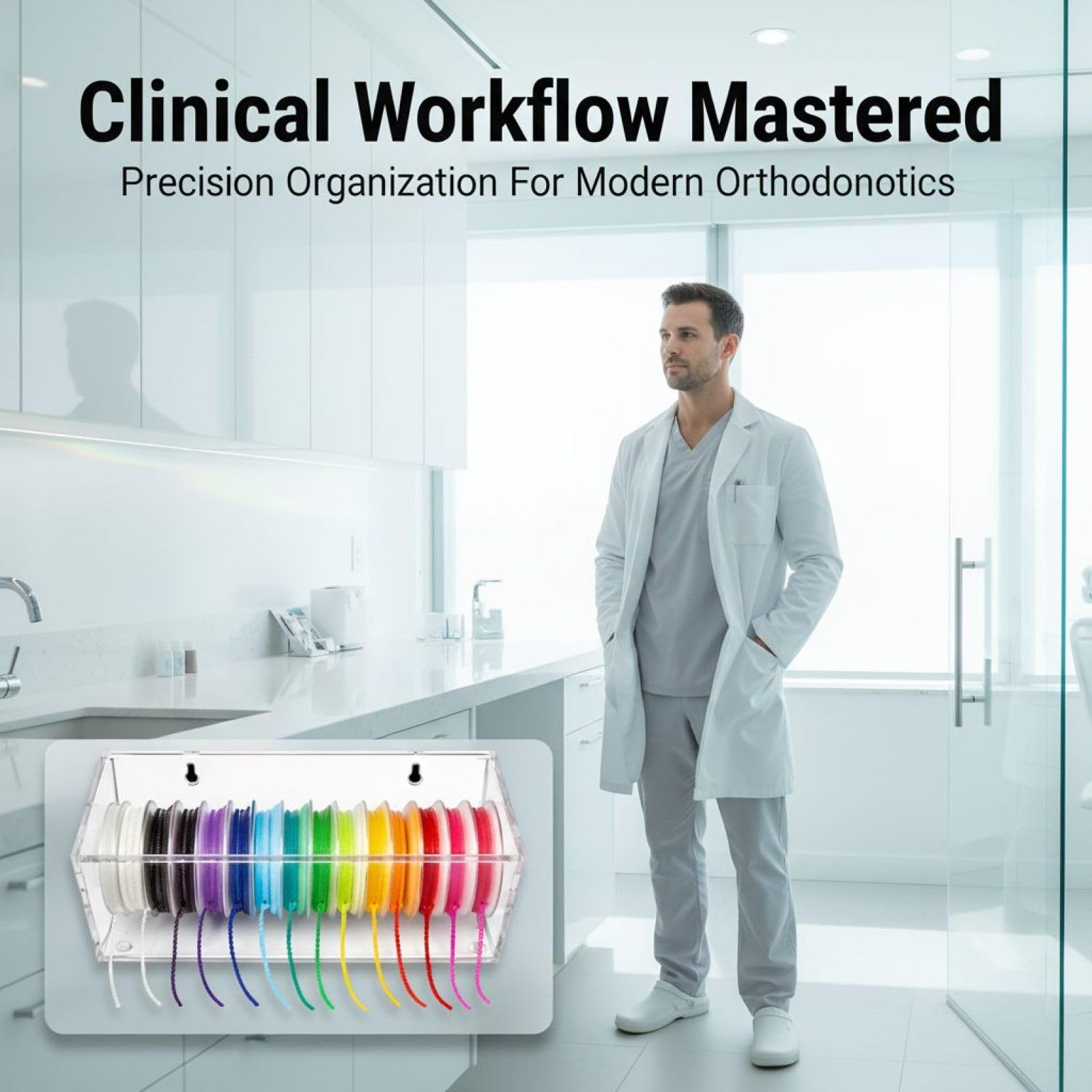 Aufbewahrungsbox für kieferorthopädische Power Chains, klare Acryl-Multi-Fach-Spenderbox, wandmontierter platzsparender Dental-Organizer für Klinik und Praxis, übersichtlicher Materialhalter