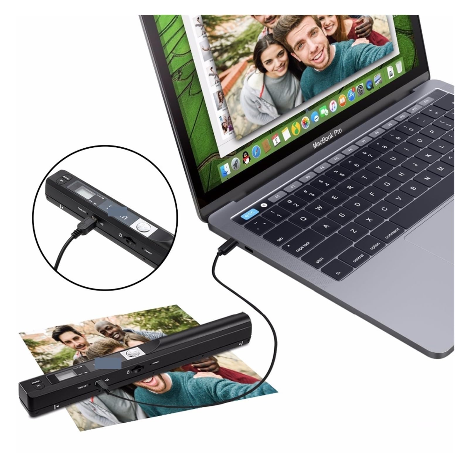 Scanner portatile Scheda di supporto USB wireless da 900 DPI Documenti, Carta A4 Scansione immagini fotografiche Display JPG PDF Batteria per Studio Commerciale
