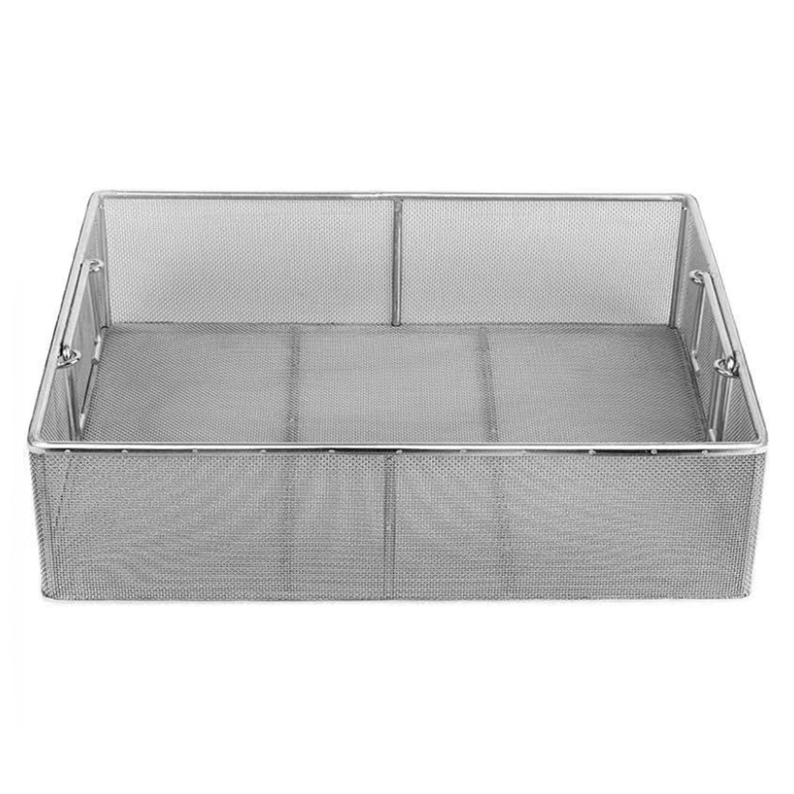 Cesta de esterilización de acero inoxidable de gran capacidad con asa para consulta médica