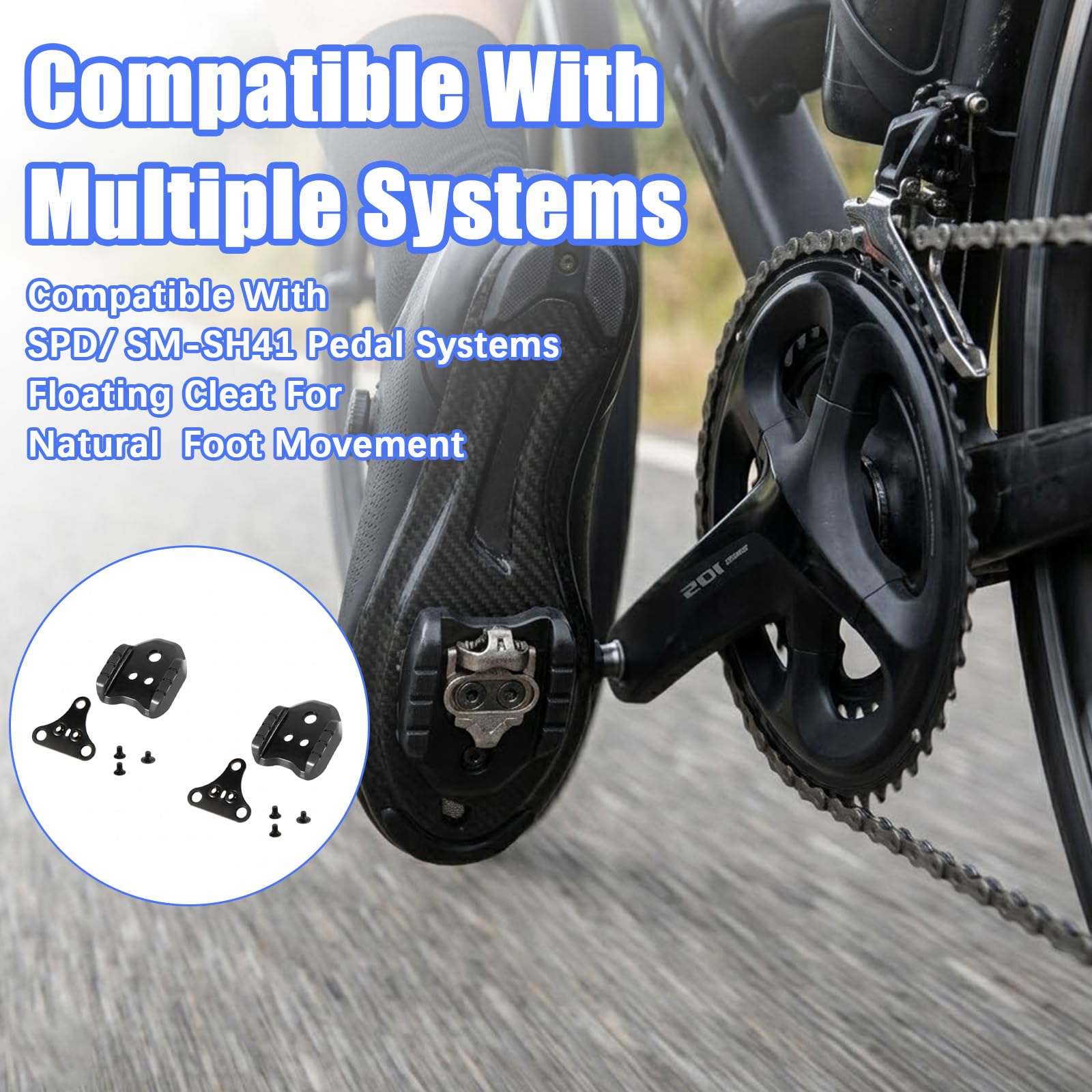 Set di Tacchette, Compatibile Con Adattatore per Piastra Shimano SPD SM-SH41 per Bicicletta, Scarpe da Corsa, MTB, Pedali 3 Fori, Piastre per Pedale Bicicletta