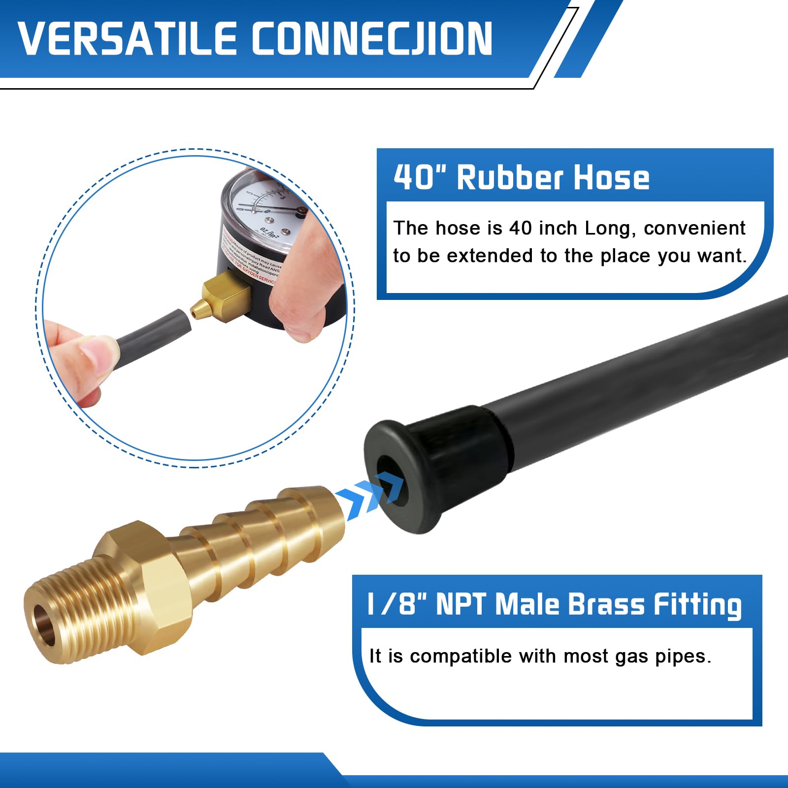 Boltigen Kit tester per la pressione del gas, manometro W.C da 0 a 35 pollici per gas naturale e propano, forno HVAC camino gas o valvola LP collettore kit di test di pressione con NPT da 0,3 cm