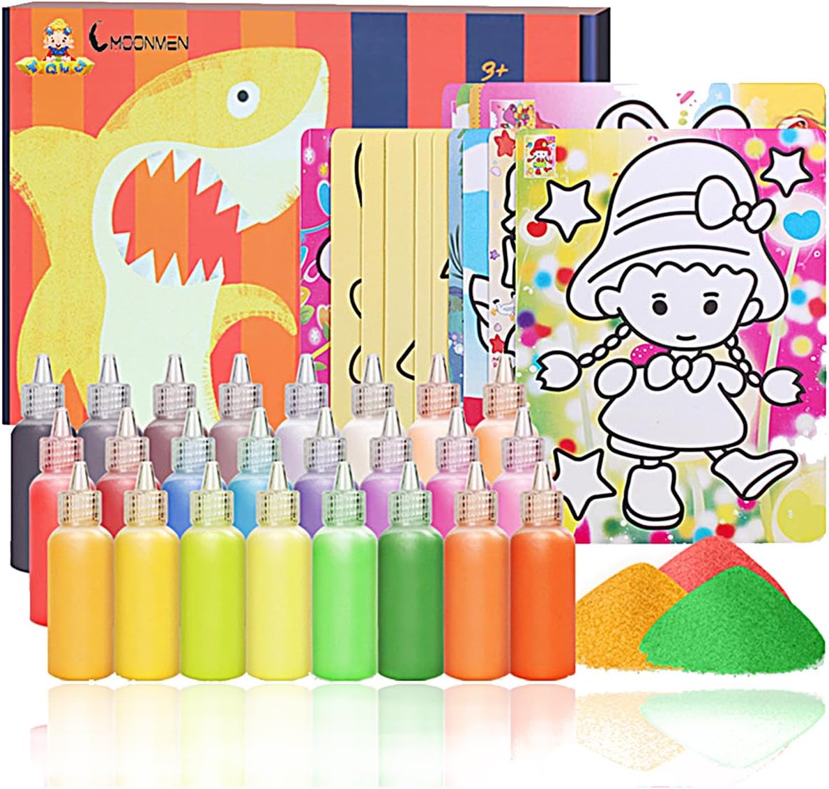 Moonmen 76Pcs/lot Kids DIY Sand Painting Children Drawing Board Sets Bubble Sand Holiday Birthday Gift Sand Draw Art with 50 Sheets Painting Cards (24 Bottle SET)