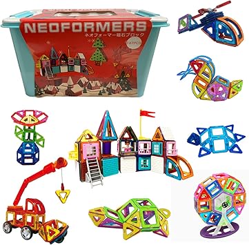 Amazon Neoformers 知育玩具 おもちゃ 積み木 ブロック 磁石ブロック 立体 パズル クリスマス プレゼント 出産祝い 女の子 男の子 子供 1歳 2歳 3歳 誕生日 入園 入学 お祝い モンテッソーリ教育 受験 図形 展開図 学習 教育玩具 ネオフォーマー 刻印あり 147ピース