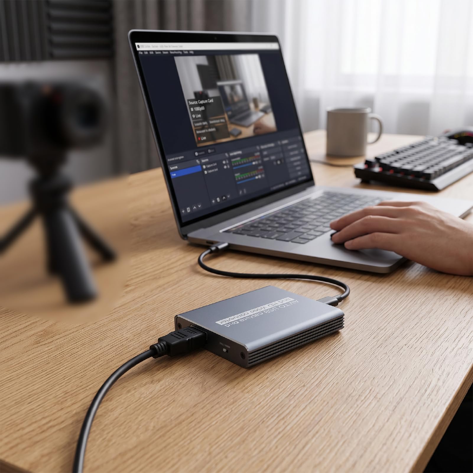 LICAEVEY Scheda di Acquisizione Video VHS a Digitale, Convertitore AV a USB con Uscita Loop HDMI, 1080p 30fps per Videoregistratore Lettore DVD Videocamera e Console di Gioco retrò