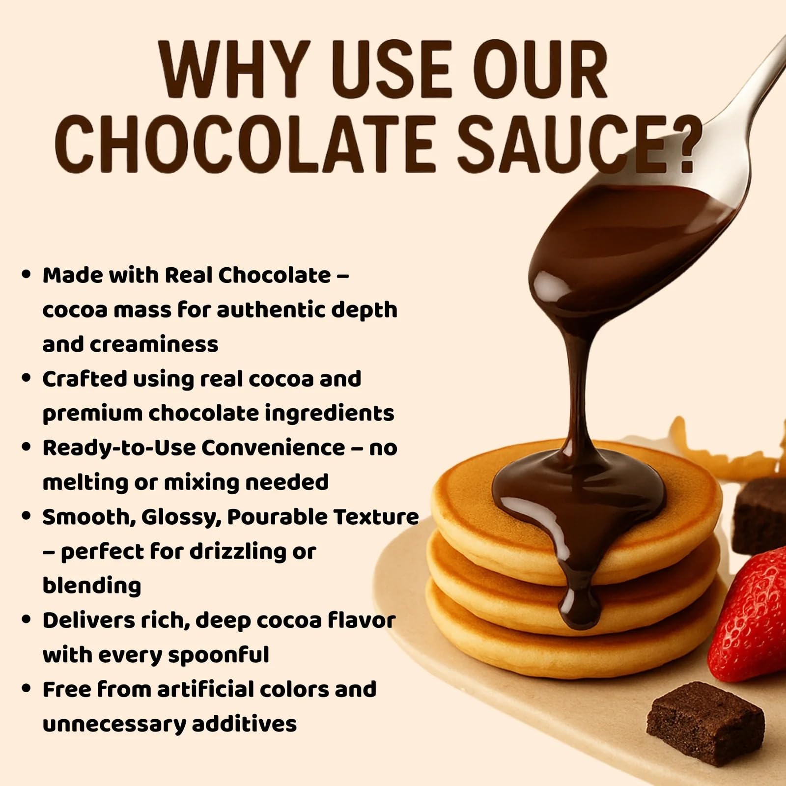 Confect Chocolate Sauce – Rich & Smooth Cocoa Syrup | Perfect for Desserts, Ice Cream, Pancakes, Waffles, Cakes & Beverages | Vegan & Gluten Free- 200ml - Image 3 thumbnail