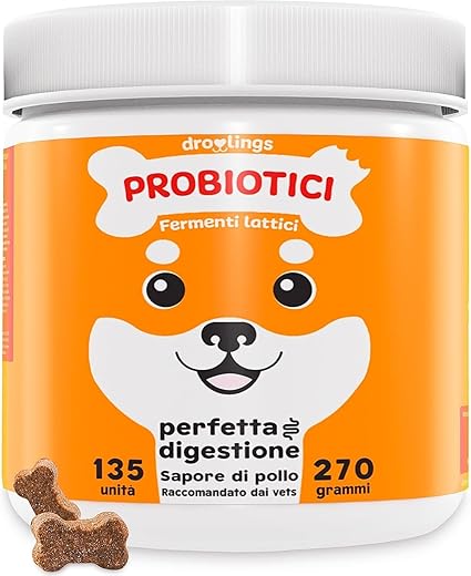 Droolings Probiotici per Cani e Fermenti Laticci con 135 masticabile digestivo Naturale