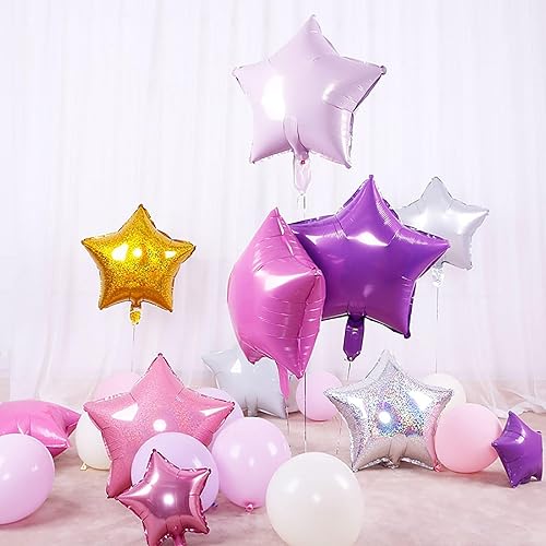 Miniatura 7 de KALOR Globos de Mylar de estrella de arena blanca de 18 pulgadas, 10 globos de helio en forma de estrella para bodas, baby shower, decoraciones de