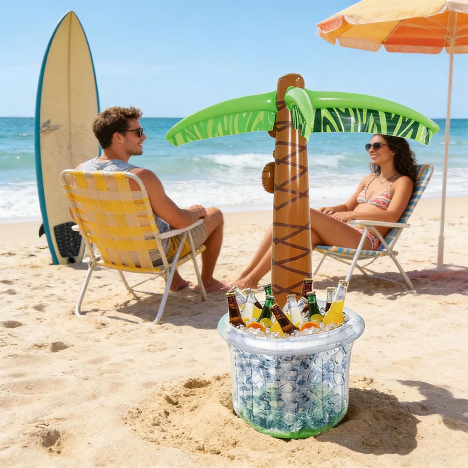 Large Capacity Inflatable Coconut Tree Designs Ice Bucket for Swimming Pool Parties and Family Gatherings Family Outdoor Bucket