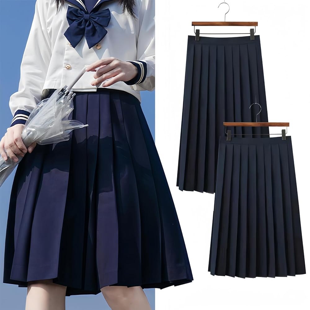 Amazon.co.jp: [NOKIJP] 制服スカート 無地 紺 黒 45/65/75CM丈