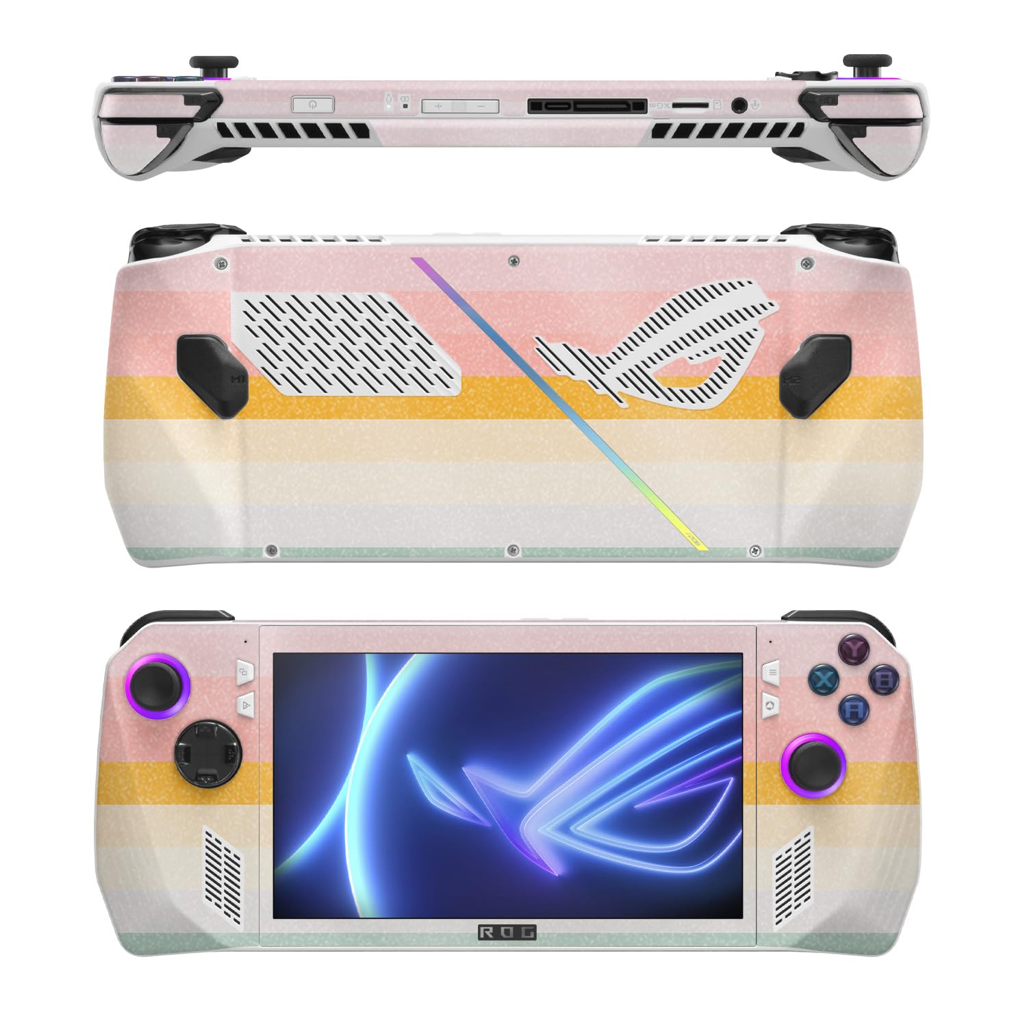 MightySkins Glossy Glitter Skin Compatible with Asus ROG Ally - Horizon Stripes | Protective, Durable High-Gloss Glitter Finish | Easy to Apply