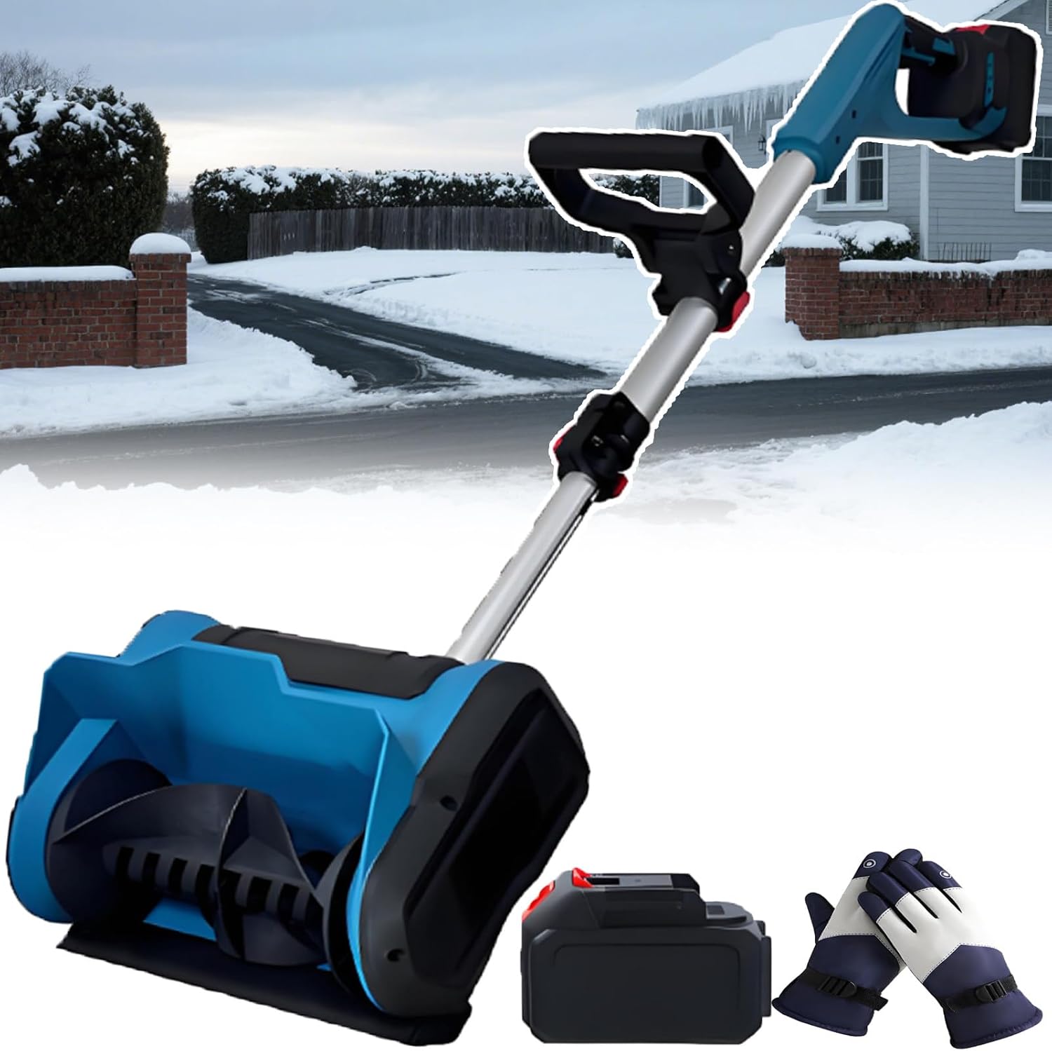 Protable Snow Blower Cordless - 600w Electric Snow Shovel, Retractable Length Snow Sweeper, 45° Left, Right, Or Upward Snow Throwers, 1battery (1battery)