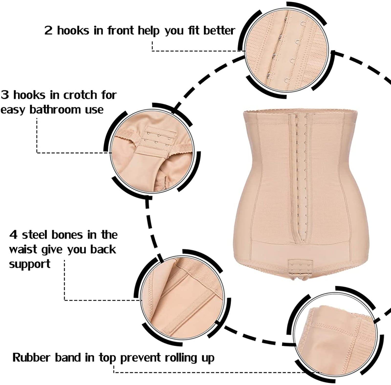 Donna Guaina Contenitiva a Vita Alta Corsetto Dimagrante Mutande Snellente Intimo Modellante Pantaloncino,Apricot-M