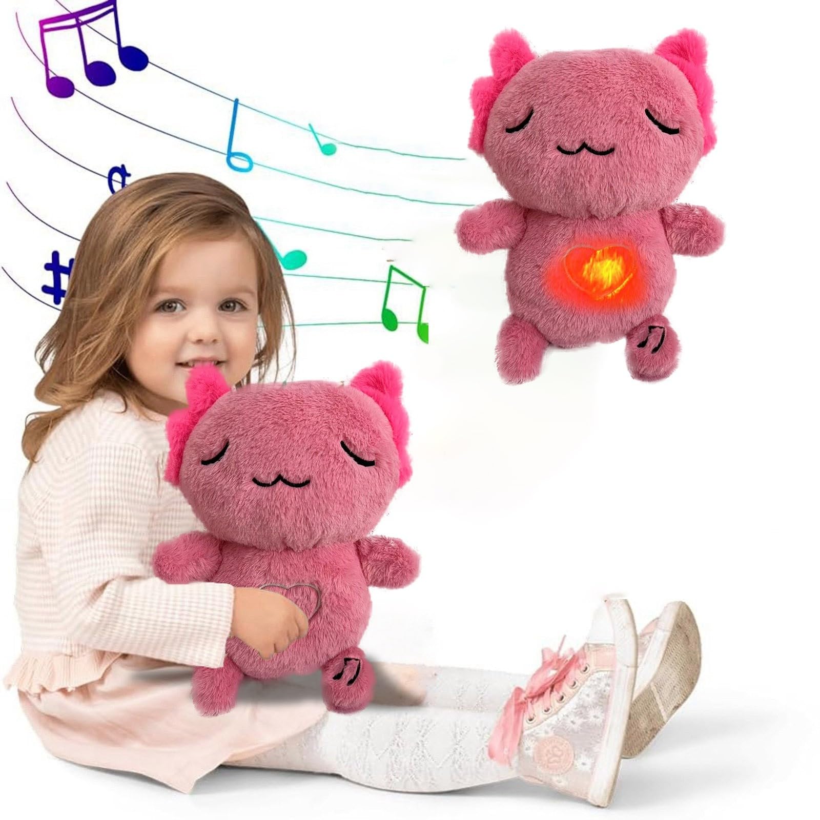 Generisch Ropa para muñecas de 43 cm, luz que respira tranquilamente, sueño relajante, amor lunar, respiración, lindo peluche, música que pesa al bebé para dormir, juguete de peluche con movimiento de