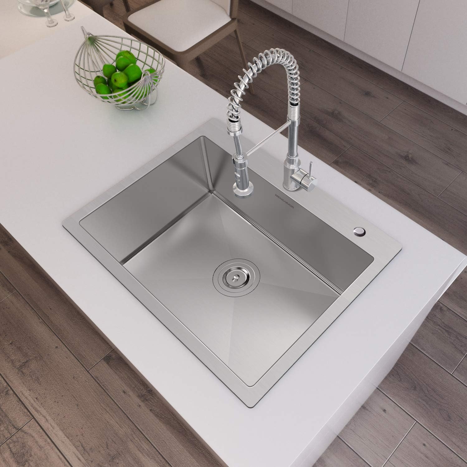 Onе-Dау Sаlе: Uр tо 80% оƒƒ Mensarjor 25 x 22 inch Drop-in or Topmount 16 Gauge R10 SUS304 Single Bowl Stainless Steel Kitchen Sink (25 X 22 X 9)