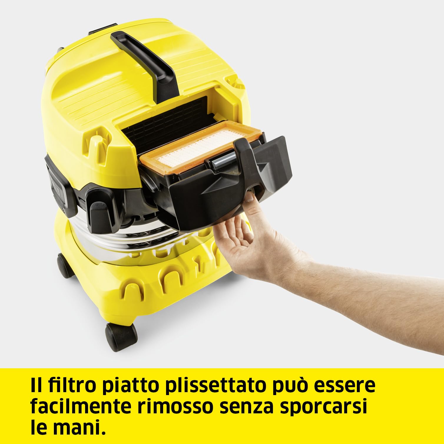 KÄRCHER aspiratore solidi liquidi WD 4 P S V-20/5/22, 1000 W con presa elettroutensile, contenitore in acciaio inox: 20 l, tubo di aspirazione: 2,2 m, funzione soffiante, filtro in vello