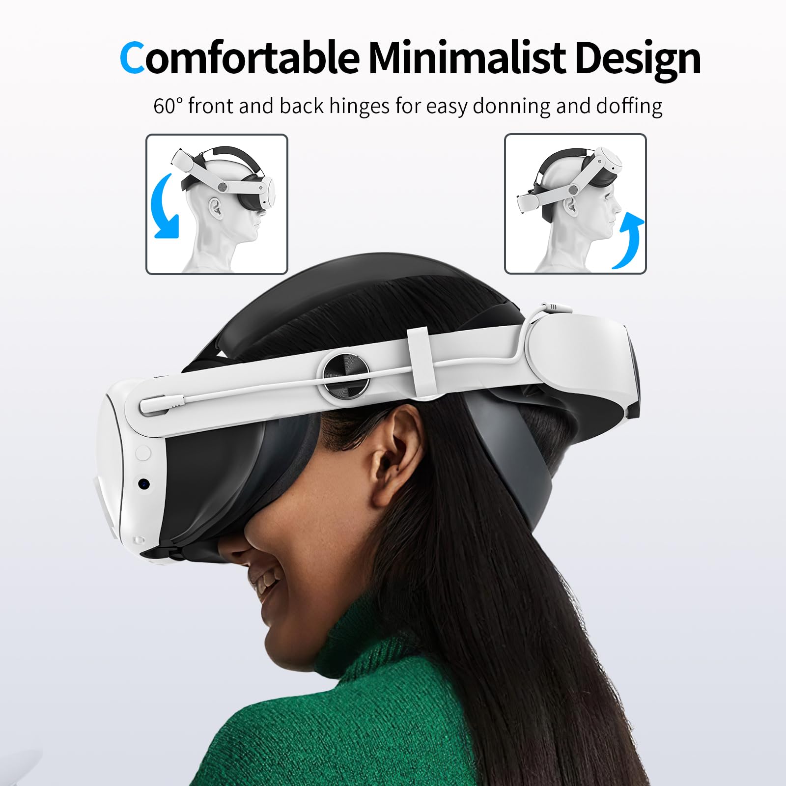 EVARY Elite - Cinghia per la testa per Meta Quest 3, batteria da 10000 mAh, accessori per realtà virtuale, durata 3-5 ore, ricarica rapida, fascia regolabile per il massimo comfort