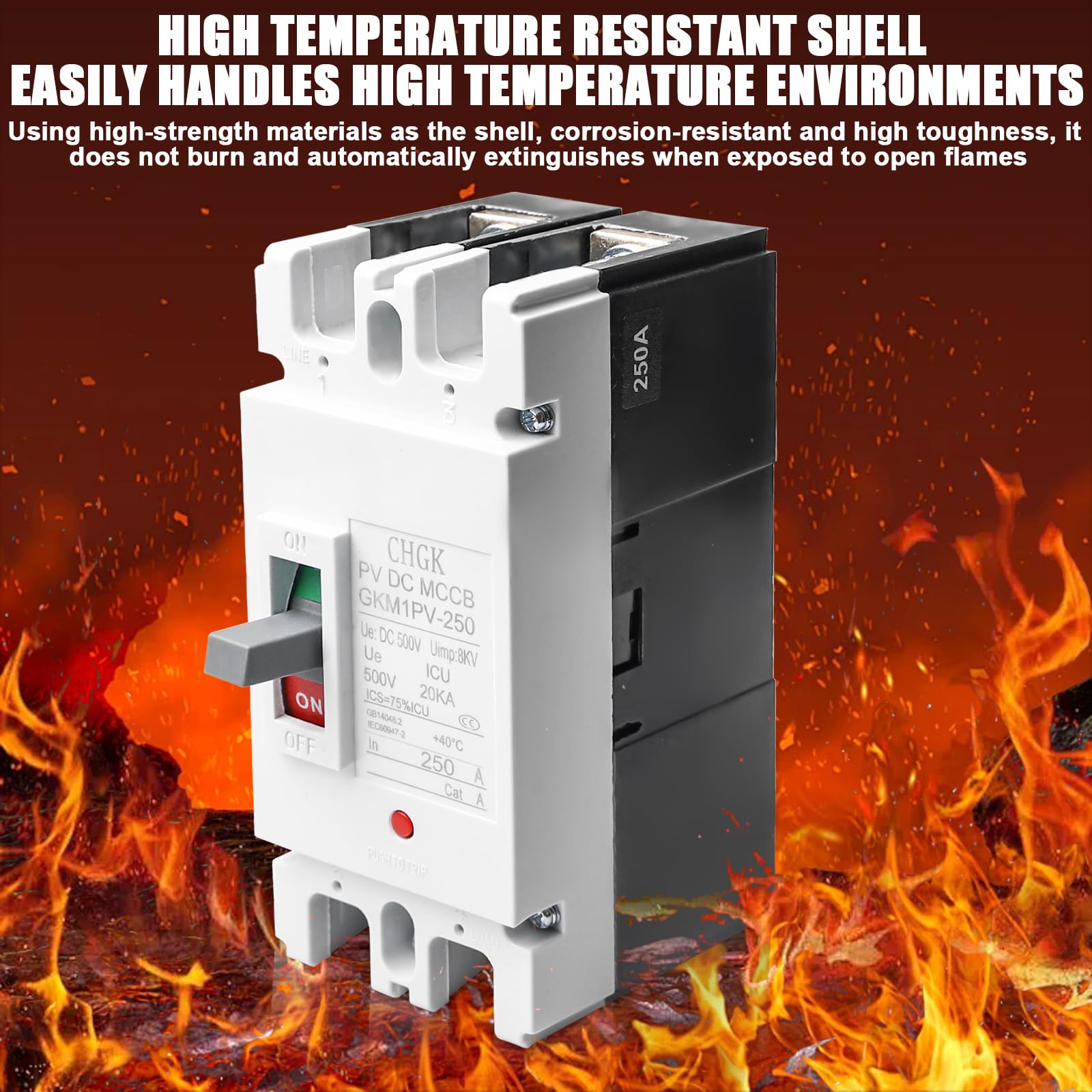 MCCB - Disyuntor de corriente continua (2 pines, DC500 V, 200 A, incluye accesorios de montaje, disyuntor fotovoltaico para sistema solar fotovoltaico, módulos solares, sistema de red