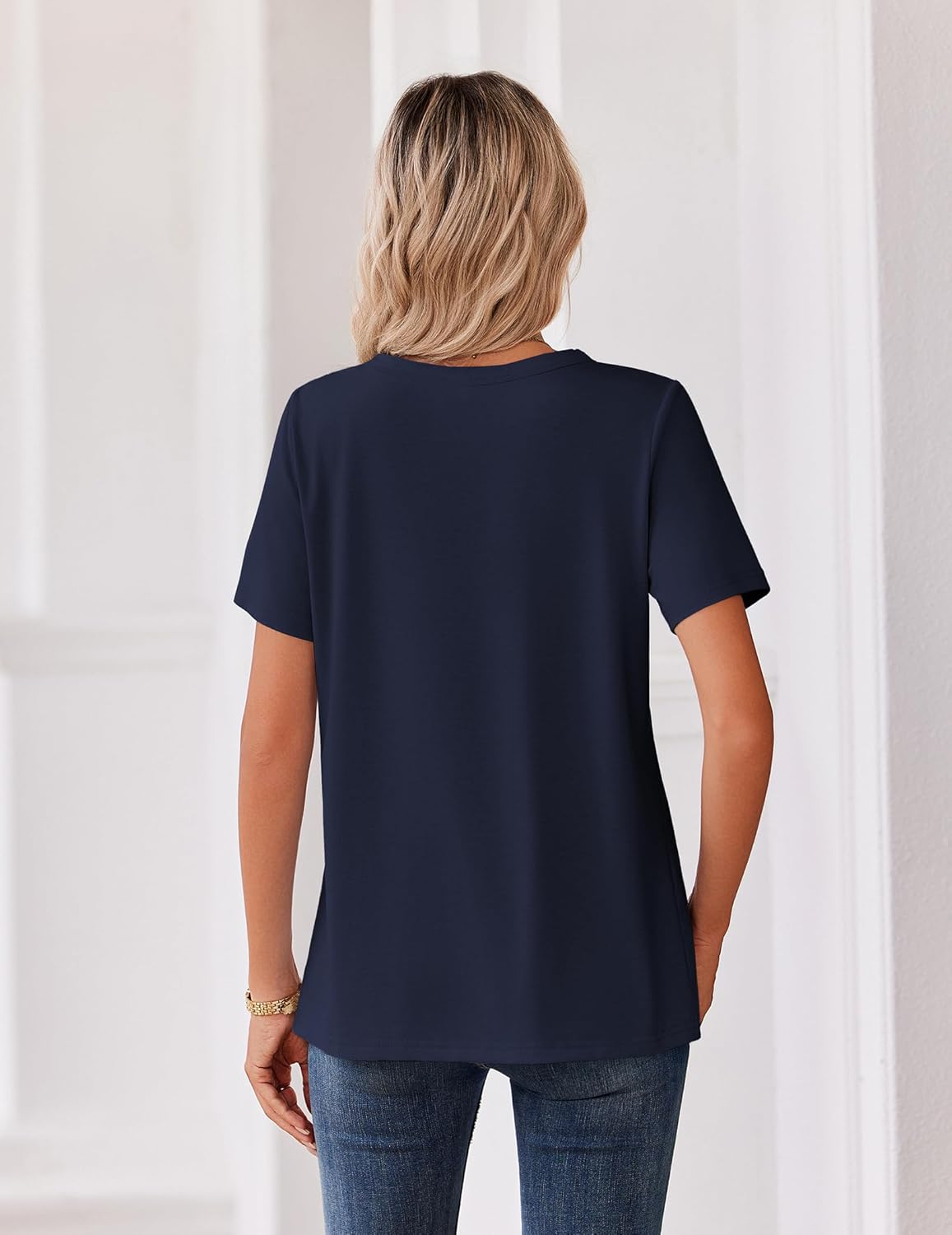 Zeagoo Womens Summer Tops V Neck Short Sleeve Shirts Dressy Casual Blouse Spring Vacation Tshirts Clothes - Image 5