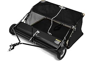 42" YITAMOTOR Tow Lawn Leaf Collector Pull Behind Grass Sweeper Large Hopper Black