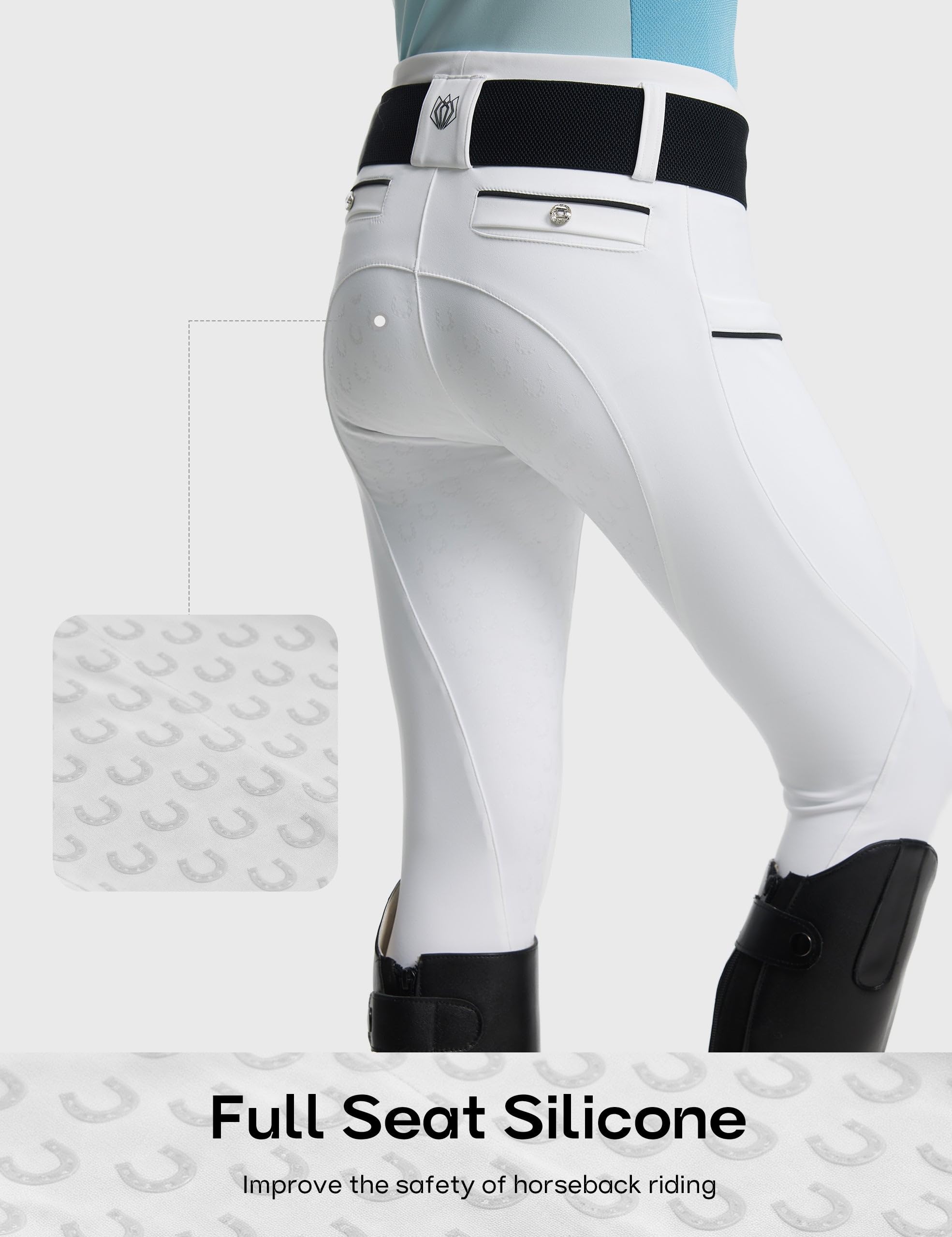 FitsT4 Sports Pantaloni da equitazione per ragazze Pantaloni da equitazione in silicone per ragazze Pantaloni da equitazione elasticizzati per bambini Pantaloni da equitazione con tasche