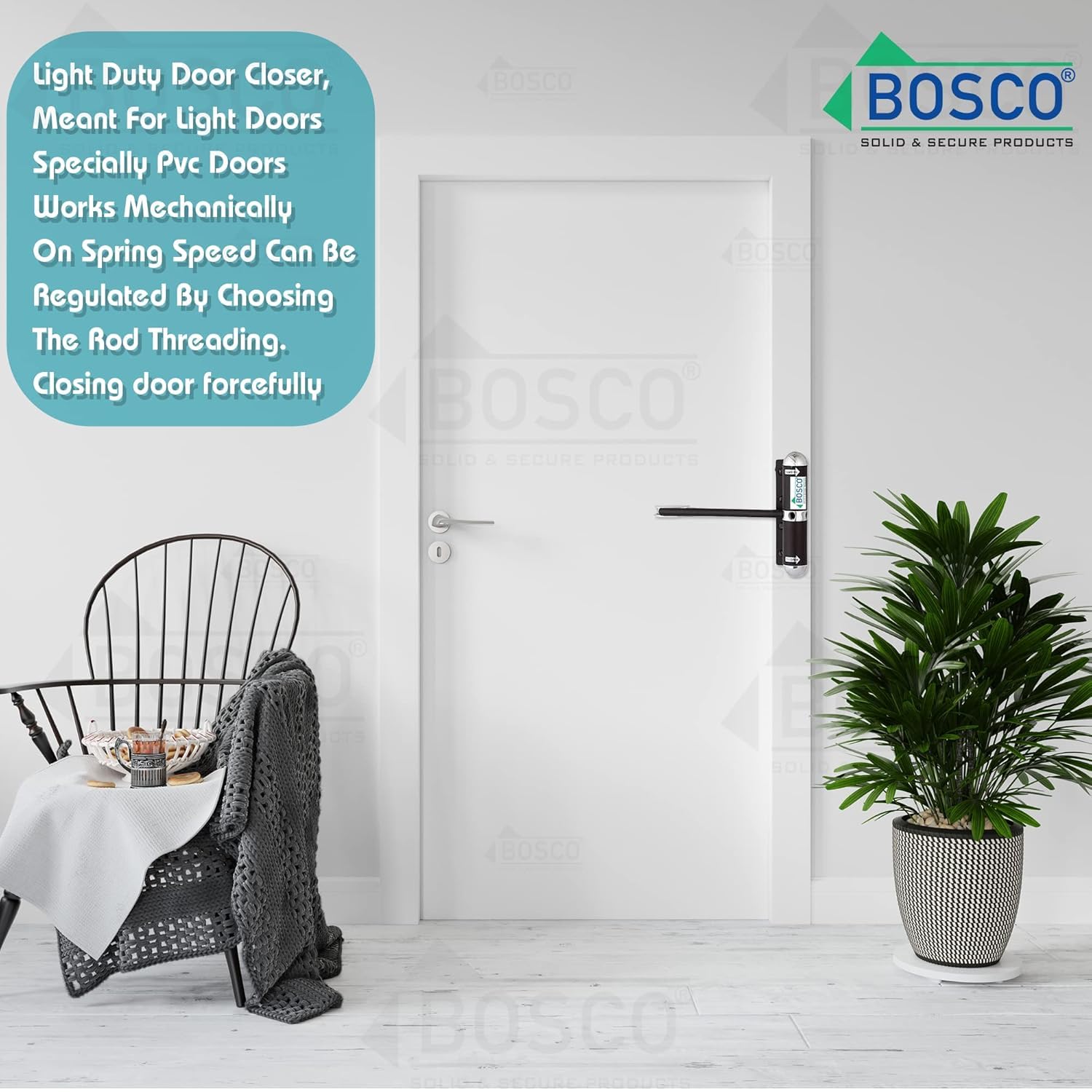 BOSCO Iron Body Hydraulic Door Closer Pack of 2 – 6 Inch Capsule Design, Adjustable Double Speed Self-Closing System, Powder-Coated Finish for PVC, Wooden & Light-Duty Doors (Grey) — Amazon image 2