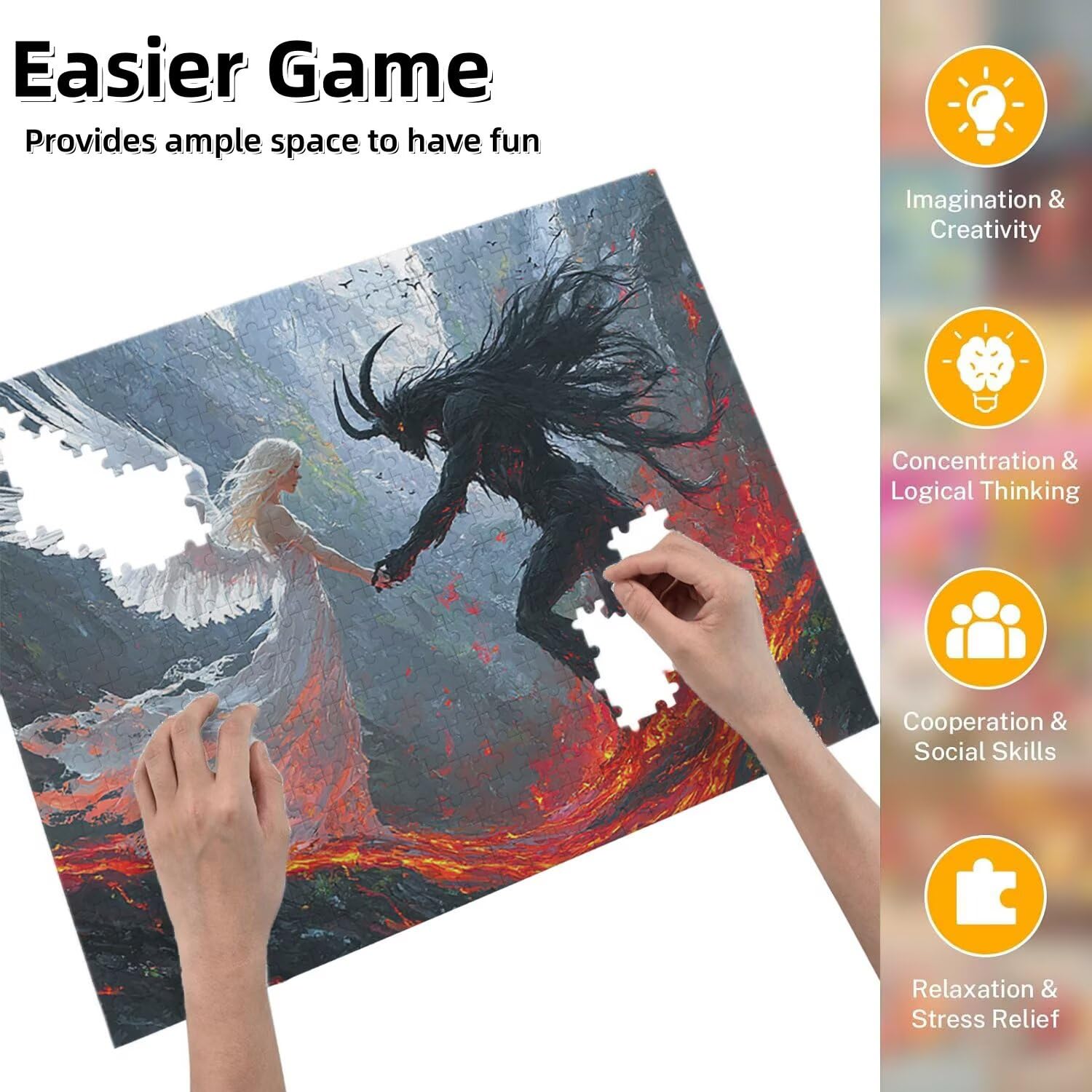 Jigsaw Puzzle, 4000 Pezzi Puzzle Classici, Demonio Puzzle Rilassamento Intelligence, Mpossibile Difficile Puzzle Impegnativo per Adulti Puzzle Gioco Familiare, Regalo per Amore Amico Angelo fr0-982