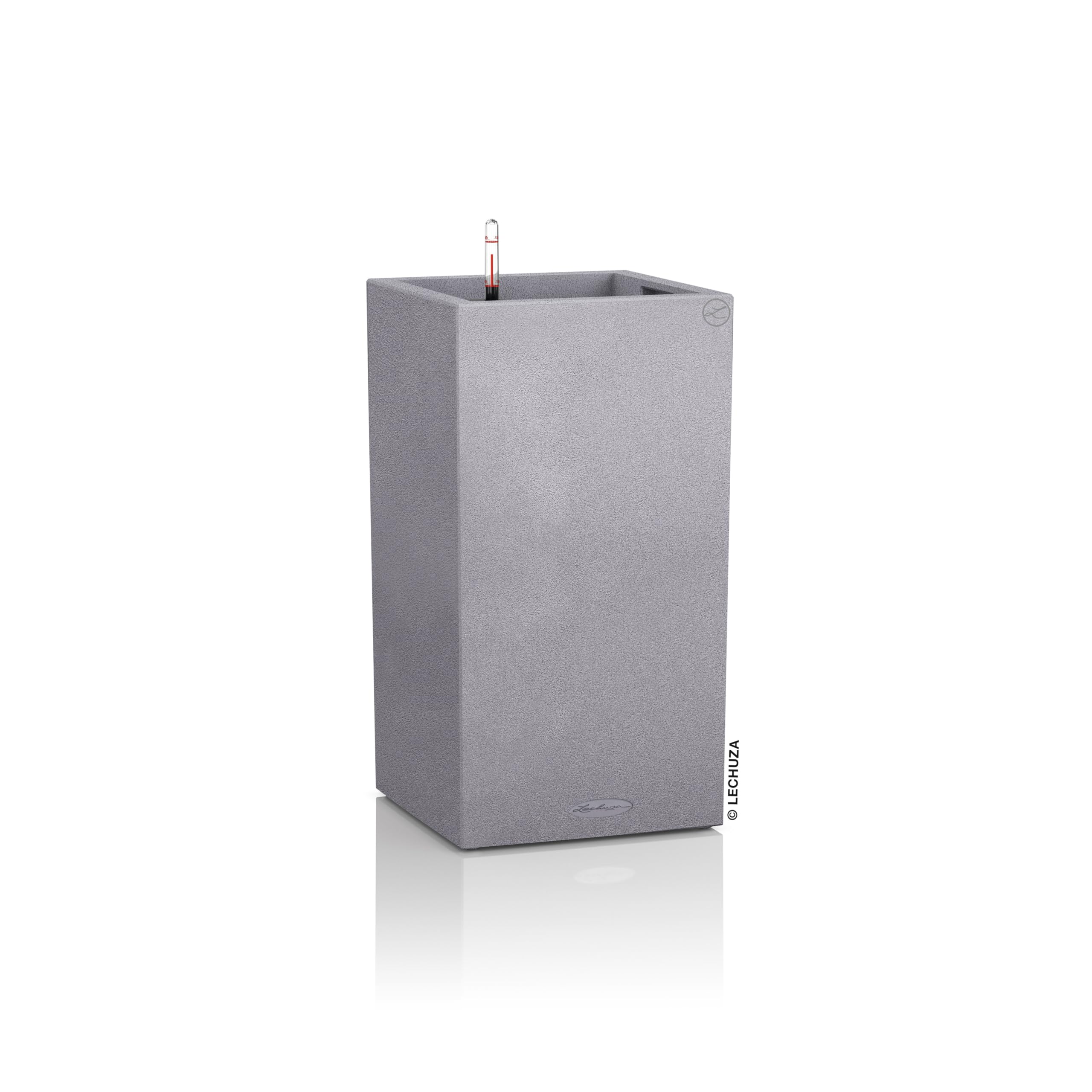 Lechuza Self Watering Plant Pot CANTO Stone 40 High Large Plastic Indoor and Outdoor Plant Pot with Drainage Hole H70 L40 W40 cm Stone Grey