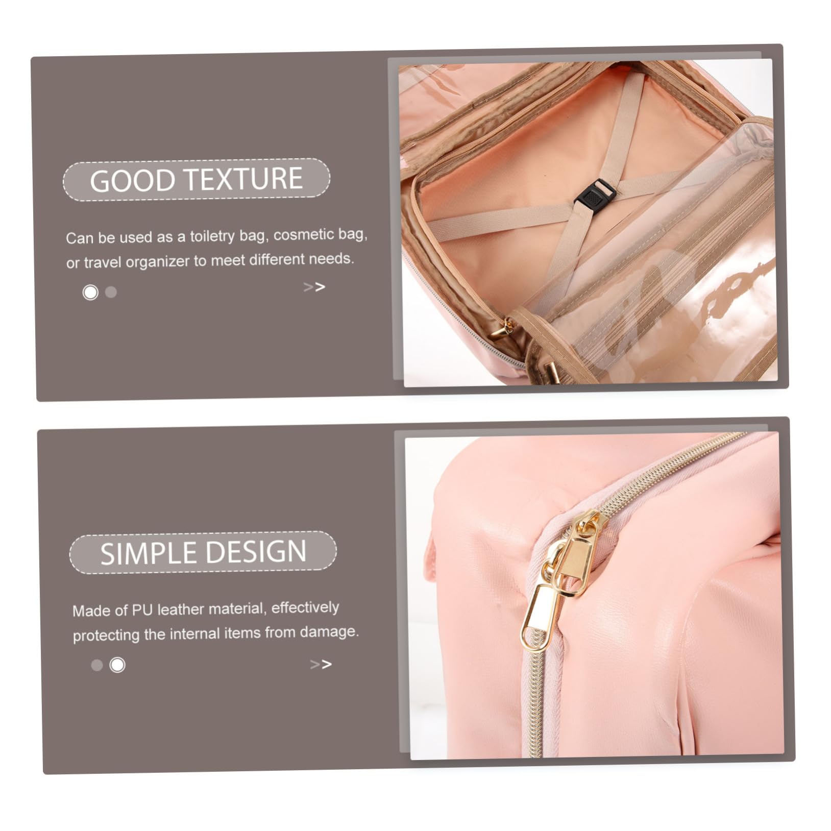 Healvian Trousse de Toilette Design Suspendu Multifonctionnel Portable en Cuir PU Grosse Capacité Imperméable pour Voyage et Usage Extérieur