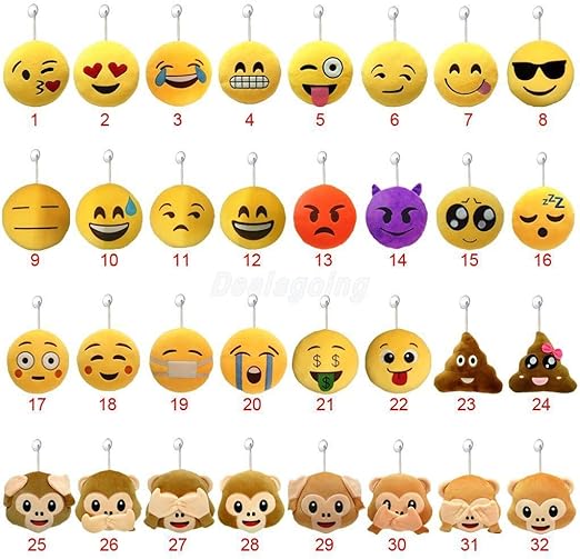 Amazon 6 かわいいふてくされ絵文字スマイリー顔文字ソフトぬいぐるみ豪華なラウンドの吸盤おもちゃ インテリア オンライン通販